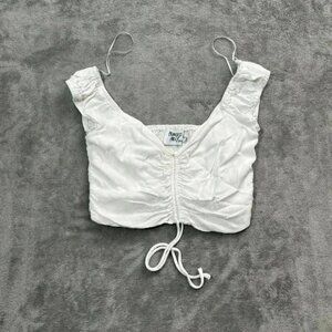 Princess Polly Shirt Womens Size 8 Darshan White Crop Top Rayon
